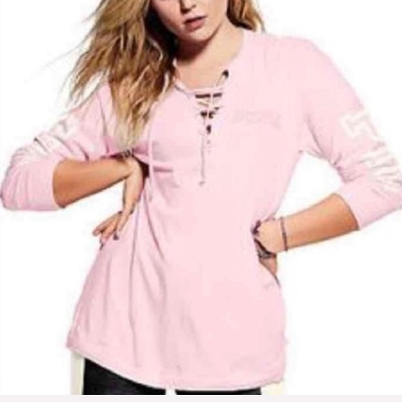 PINK Victoria's Secret Tops - 💖PINK Lace Up Long Sleeve